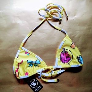 Wildfox Emoji Reversible Halter Bikini Top